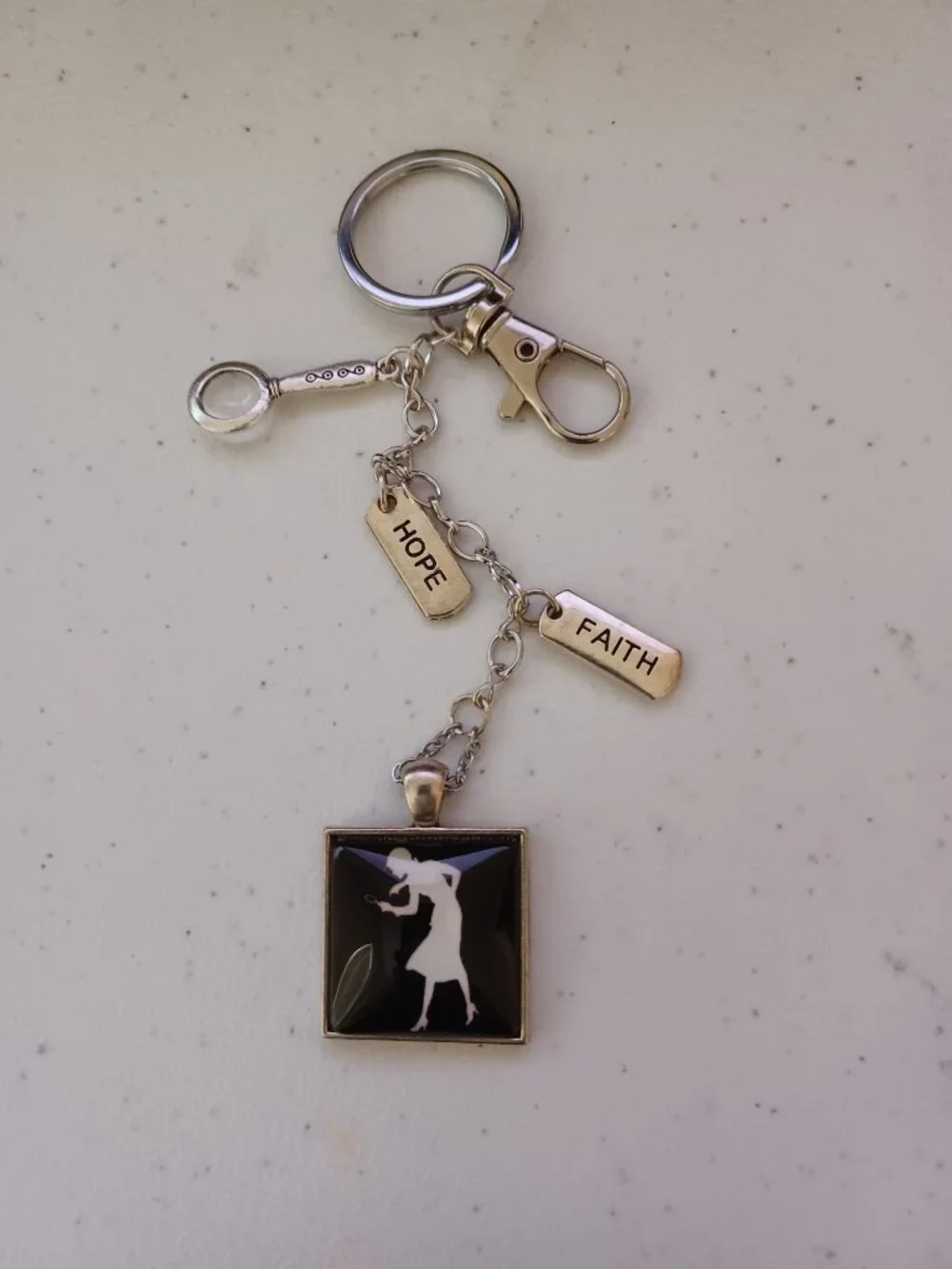 NANCY DREW Key Chain with Charms - Vintage silhouette Handmade